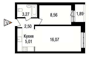 Планировка 2 комнатной квартиры ЖК Gusi-Лебеди
