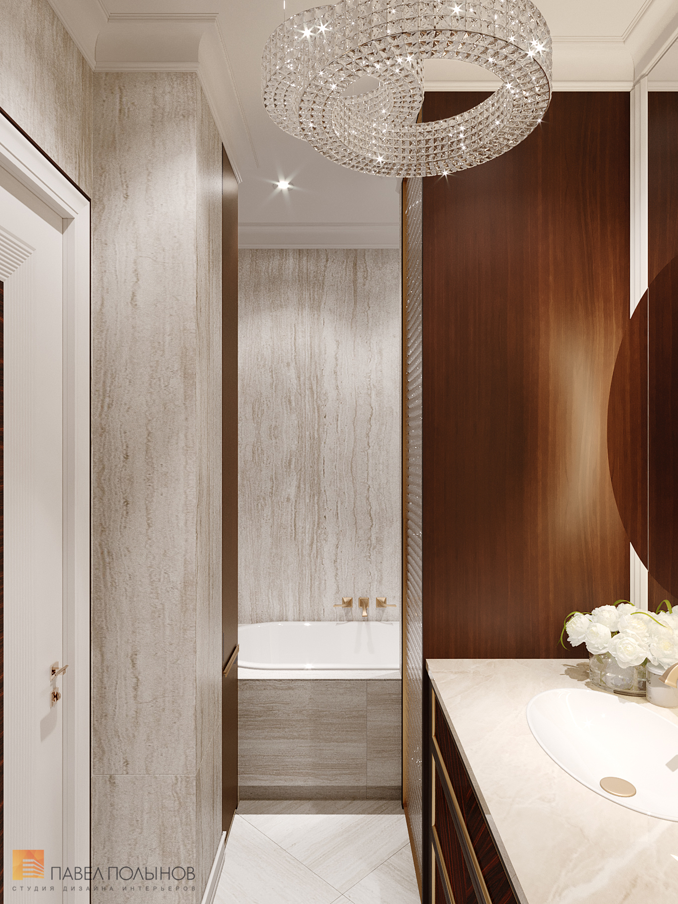 Фото ванная комната из проекта «Интерьер квартиры в стиле неоклассики с элементами ар-деко, ЖК «Rich Art Club», 75 кв.м.»