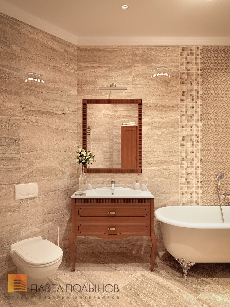 Фото ванная комната из проекта «Дизайн квартиры 74 кв.м. в стиле американской классики, ЖК «Платинум»»