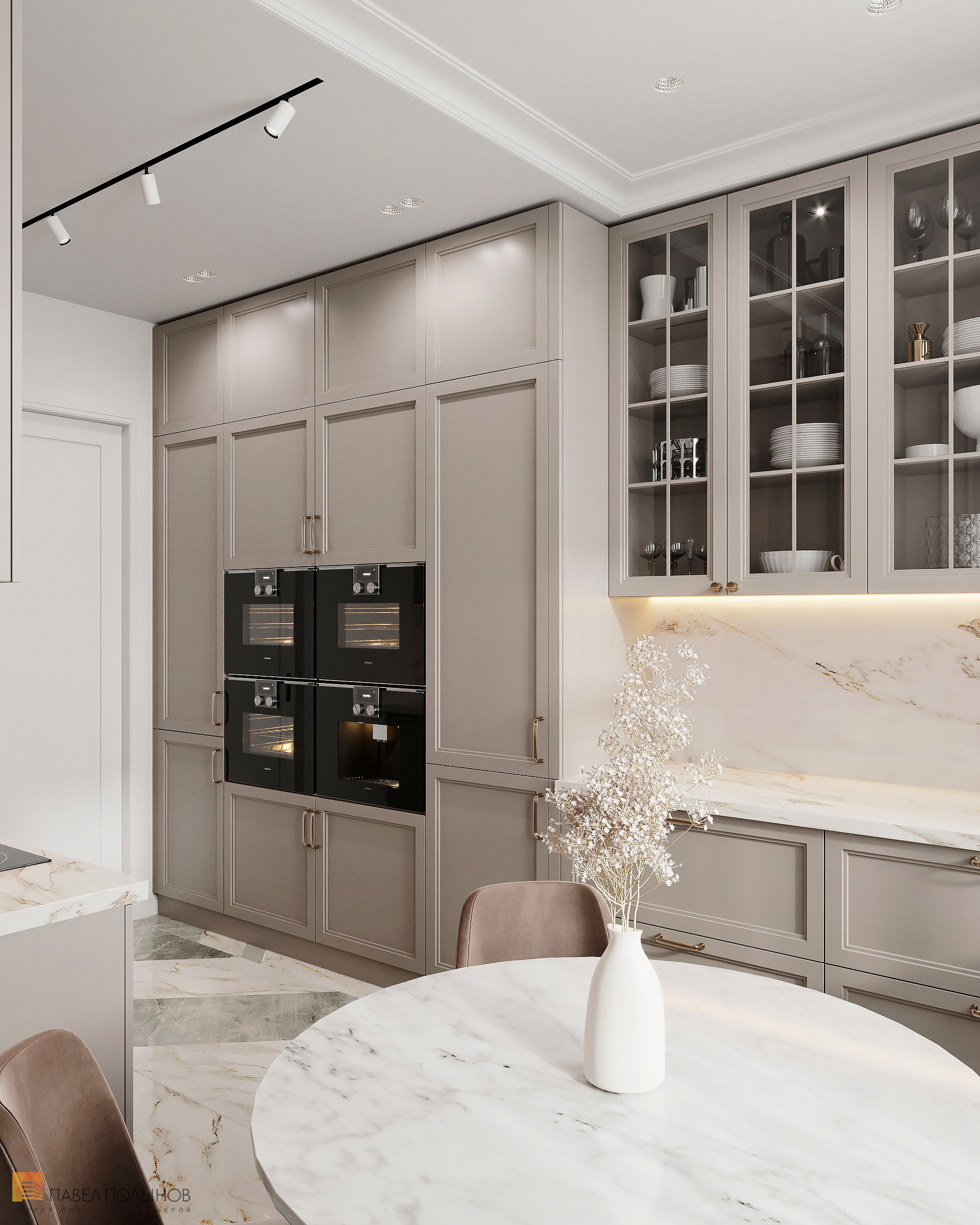 Фото дизайн интерьера кухни из проекта «Квартира в стиле неоклассики, ЖК «Алые Паруса», 124 кв.м.»