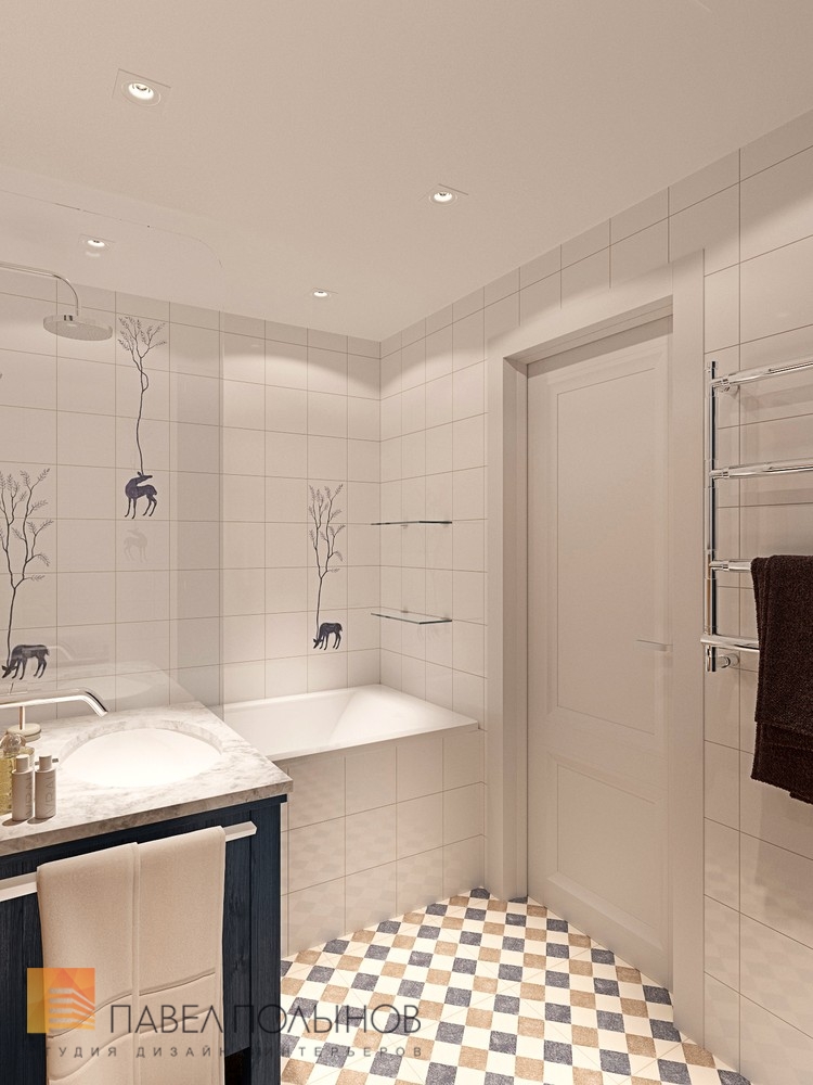 Фото дизайн интерьера ванной комнаты из проекта «Интерьер квартиры в скандинавском стиле с элементами лофта, ЖК «Skandi Klabb» »