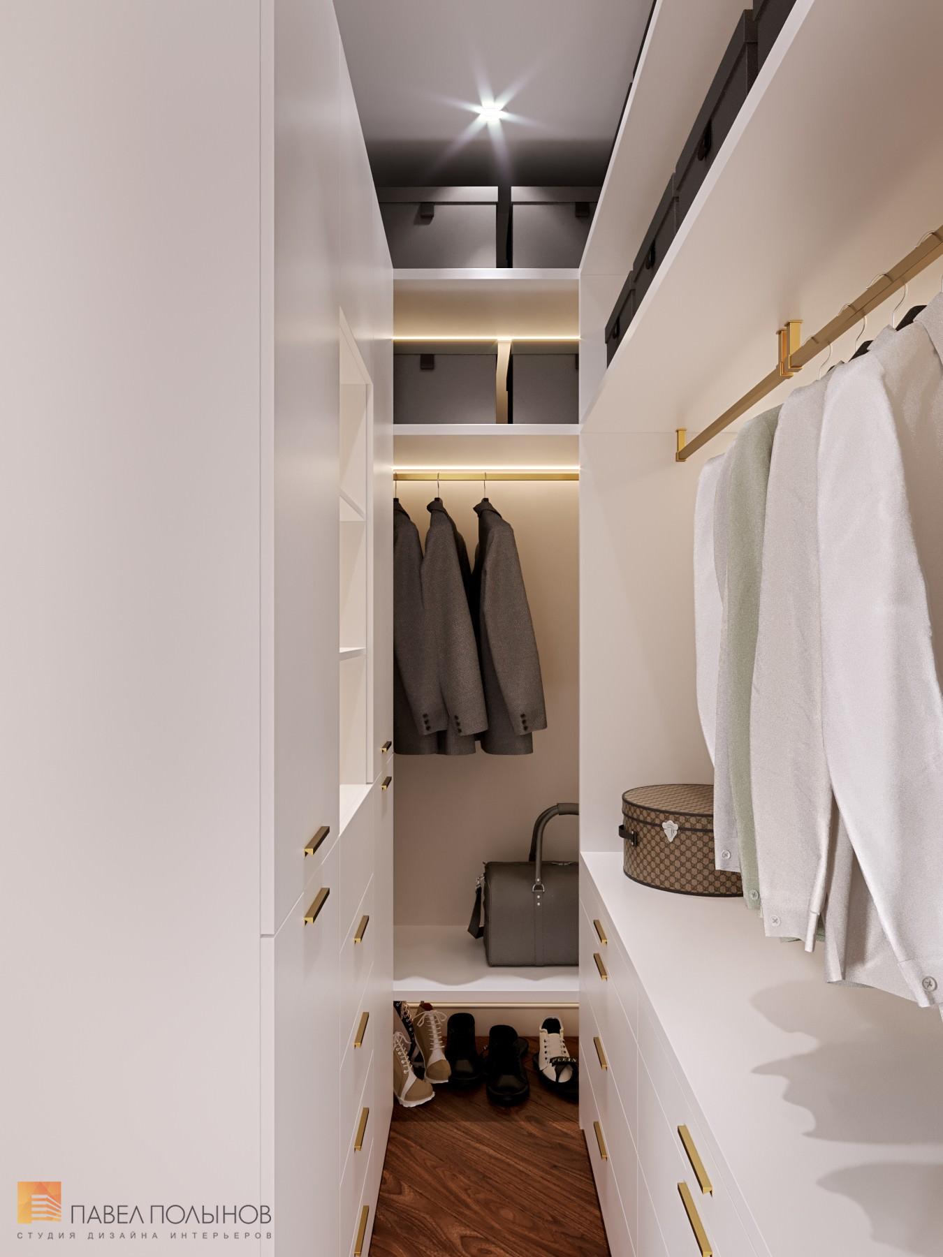 Фото гардеробная из проекта «Интерьер квартиры в классическом стиле с элементами ар-деко, ЖК «Жемчужный берег», 128 кв.м.»
