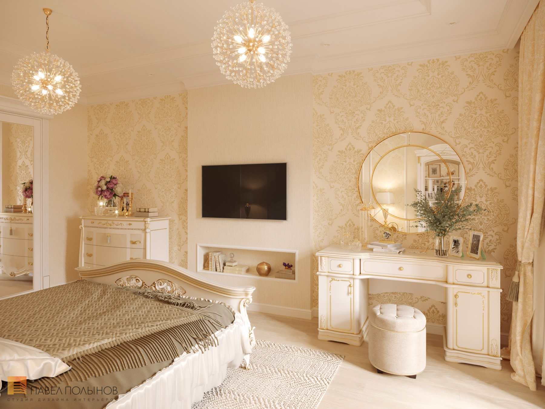 Фото интерьер спальни из проекта «Квартира в классическом стиле в ЖК «Русский дом», 144 кв.м.»