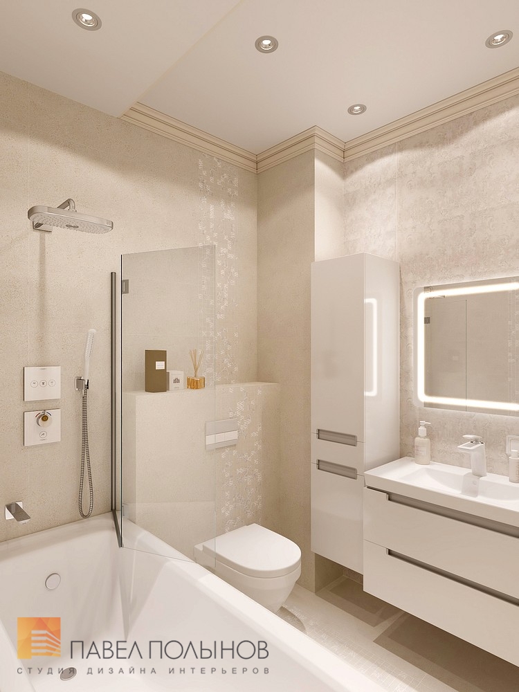 Фото дизайн ванной комнаты из проекта «Дизайн однокомнатной квартиры 48 кв.м. в классическом стиле, ЖК «Жемчужный фрегат» »