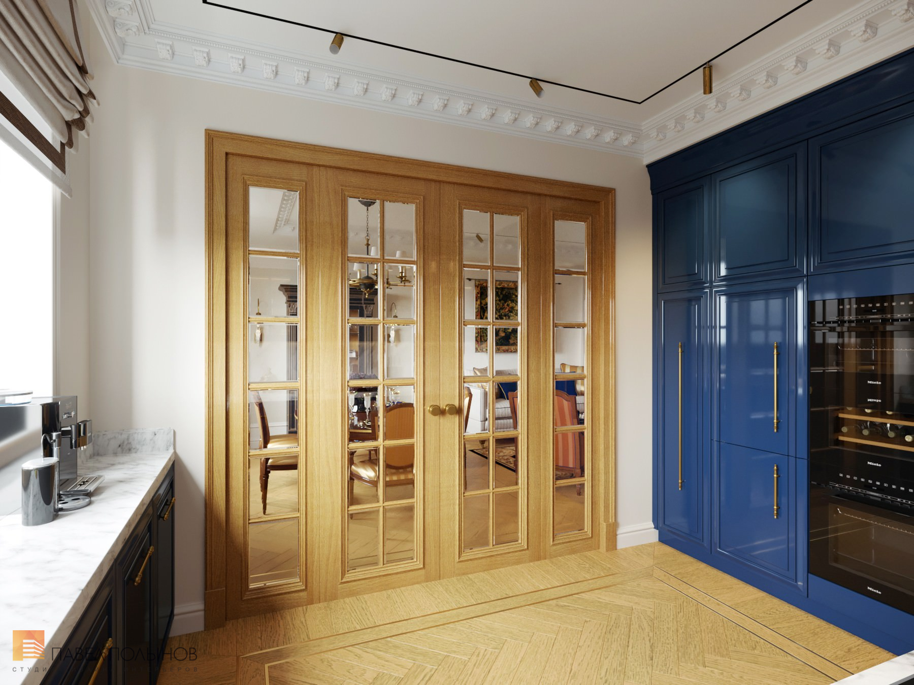 Фото интерьер кухни из проекта «Интерьер квартиры в стиле английской классики, ЖК «Патриот», 124 кв.м.»