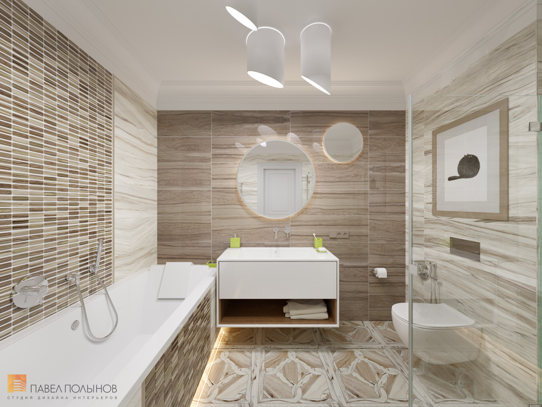 Фото дизайн ванной из проекта «Интерьер квартиры в стиле неоклассики, ЖК «Парадный квартал», 190 кв.м.»