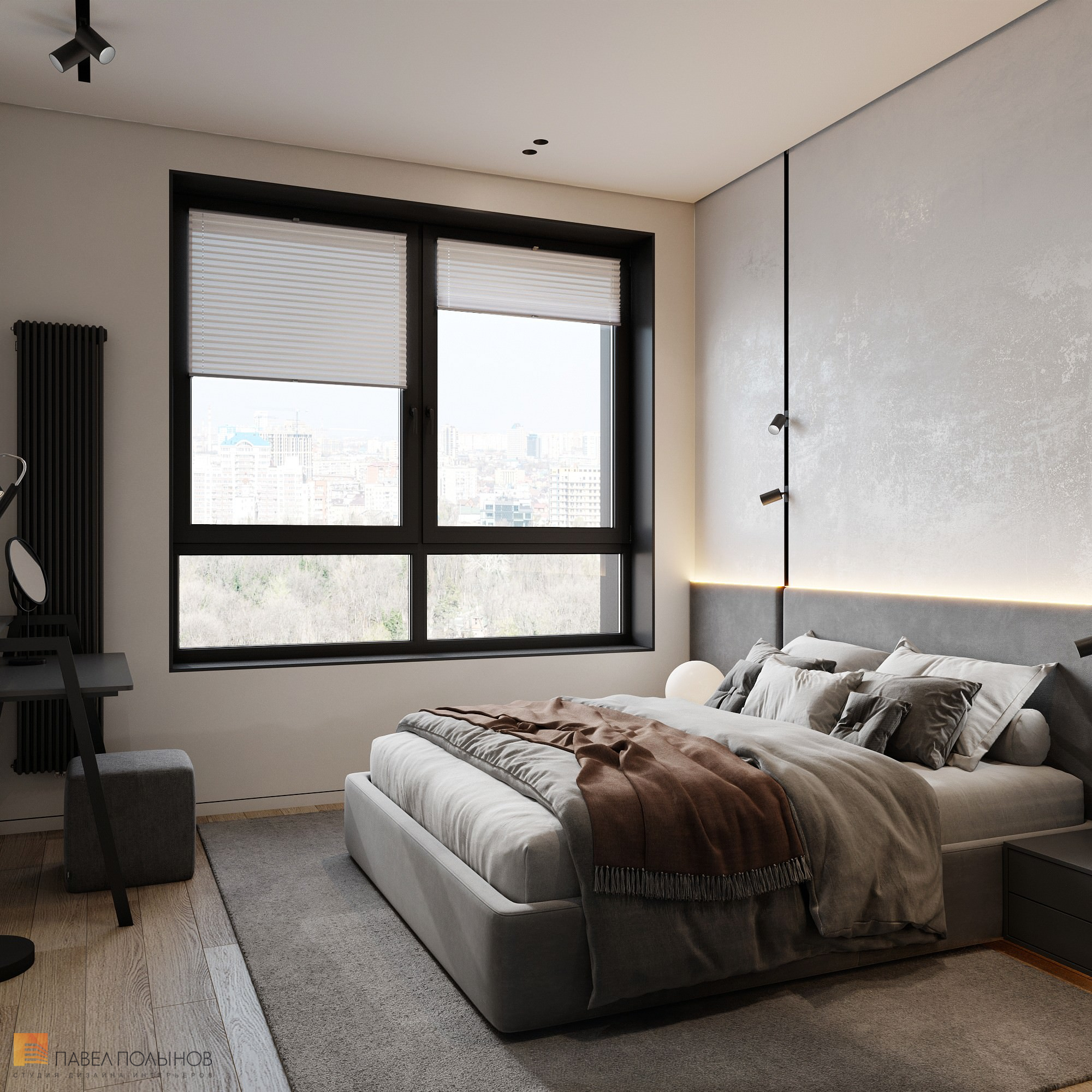 Фото дизайн интерьера спальни из проекта «Дизайн интерьера квартиры в современном стиле, ЖК «Сердце столицы», 98 кв.м.»
