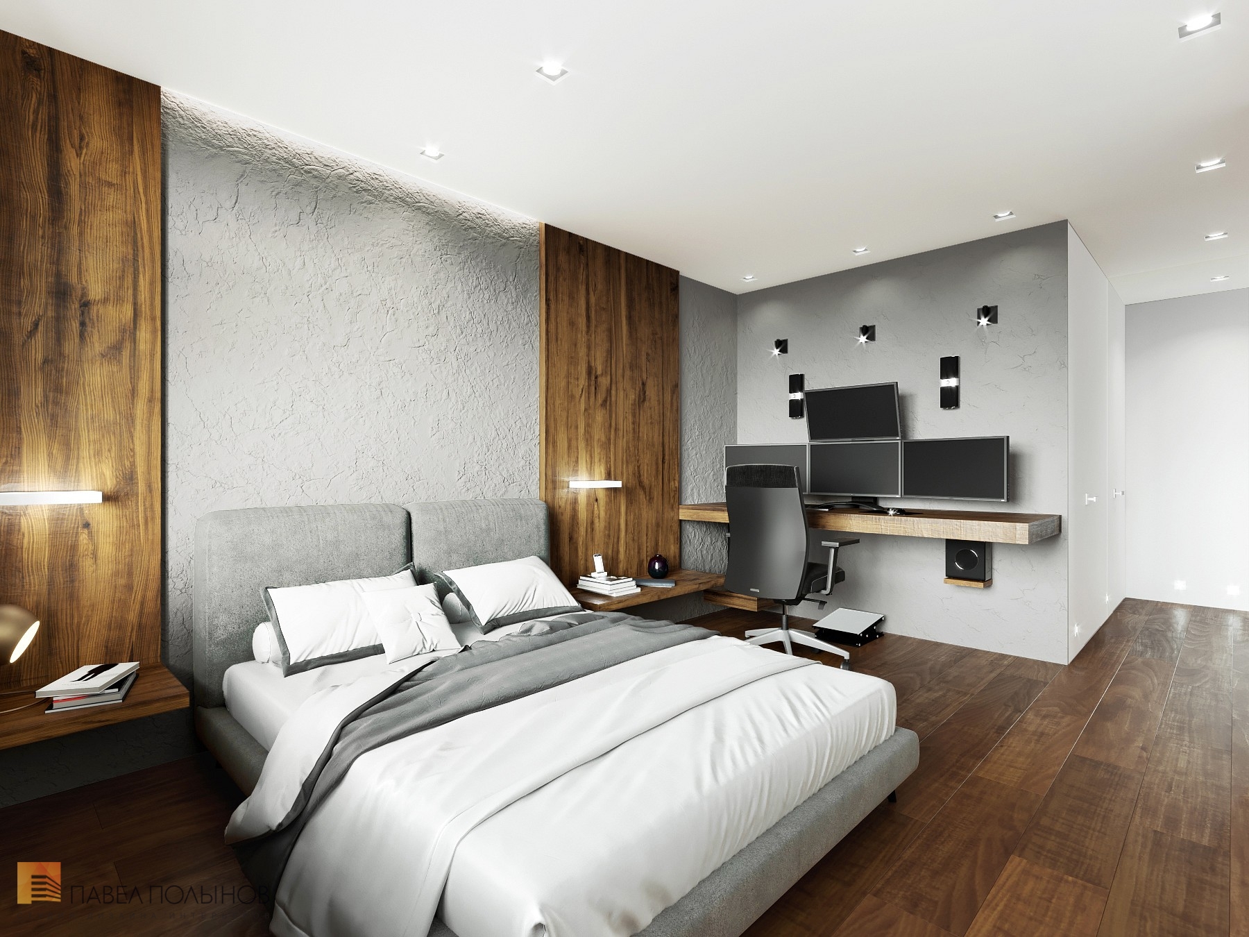 Фото дизайн спальни из проекта «Квартира в стиле минимализм в ЖК «Елагин Апарт», 40 кв.м.»
