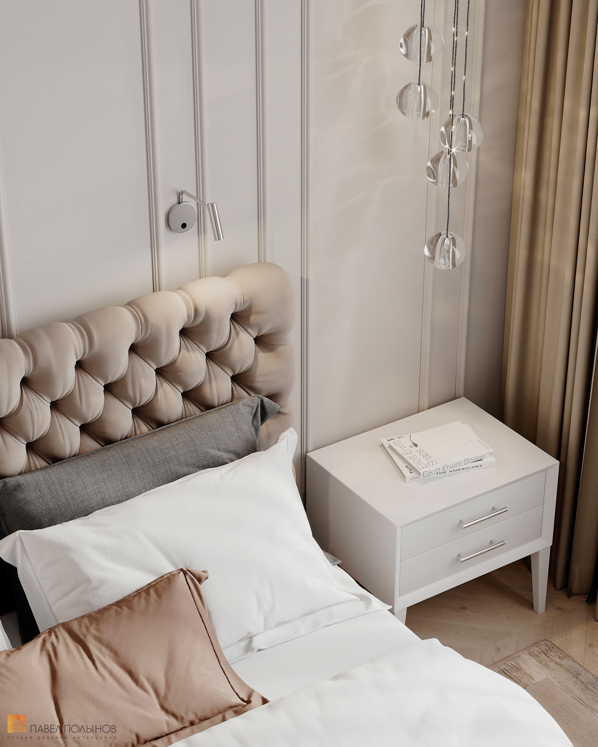 Фото спальня из проекта «Квартира в стиле неоклассики, ЖК «Алые Паруса», 124 кв.м.»