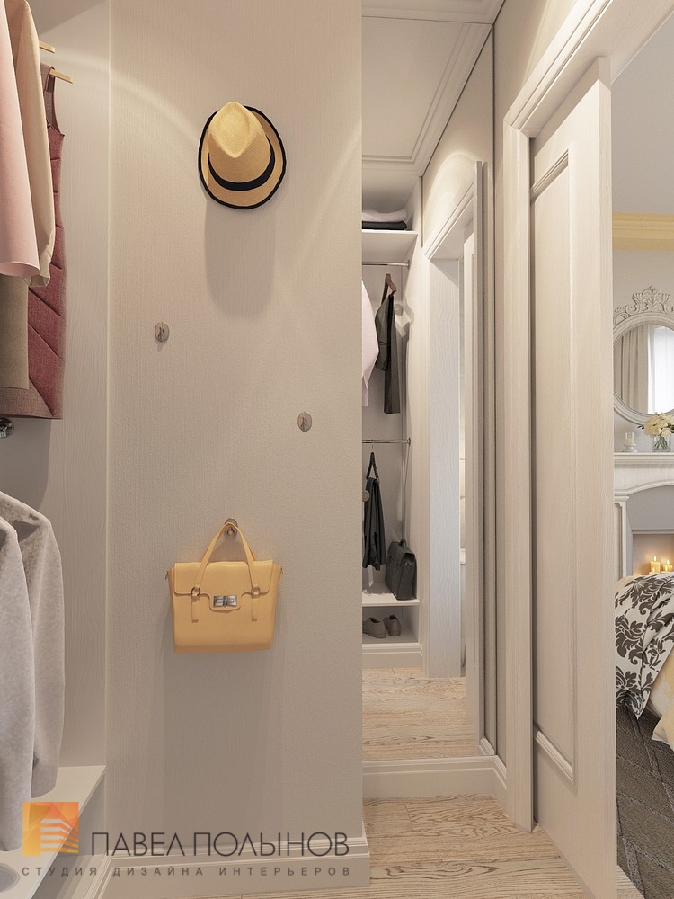 Фото дизайн гардеробной комнаты из проекта «Интерьер квартиры в стиле легкой классики, ЖК «Академ-Парк», 68 кв.м.»