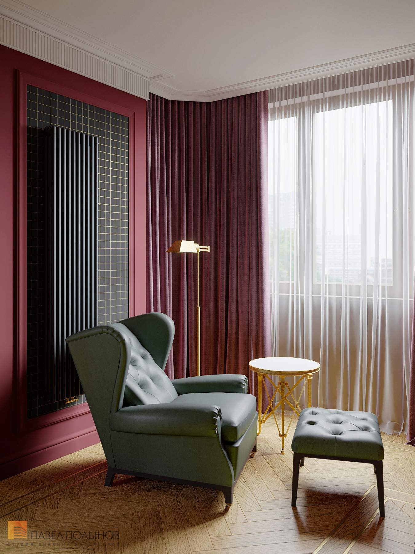 Фото дизайн спальни из проекта «Интерьер квартиры в стиле английской классики, ЖК «Патриот», 124 кв.м.»