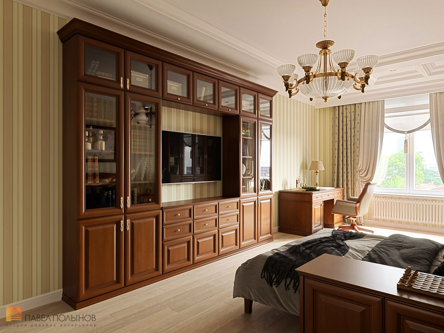 Фото дизайн кабинета из проекта «Квартира в классическом стиле в ЖК «Русский дом», 144 кв.м.»