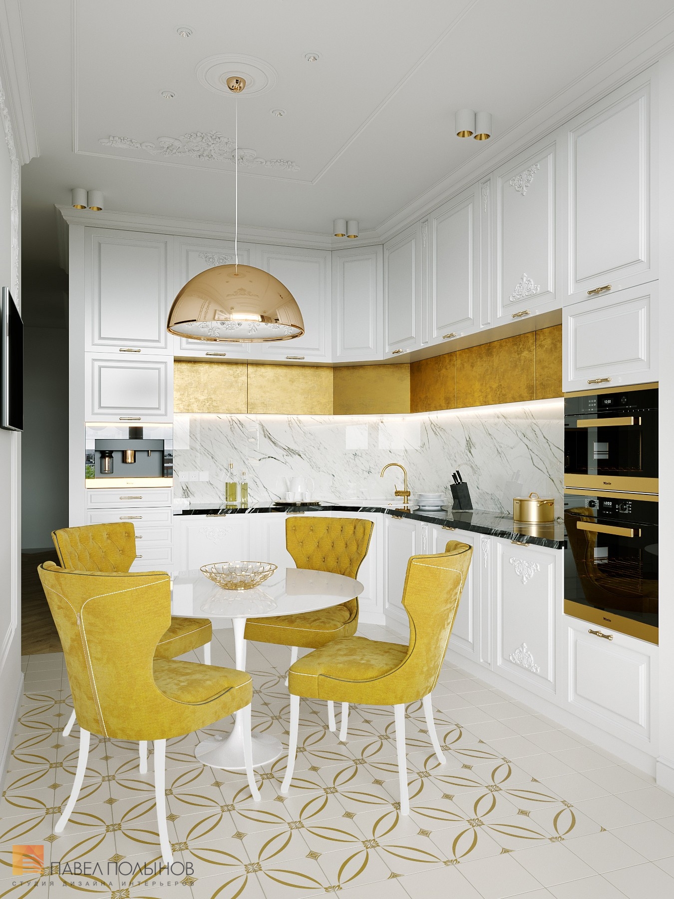 Фото кухня из проекта «Квартира в стиле неоклассики с элементами ар-деко, ЖК «Смольный Проспект», 177»