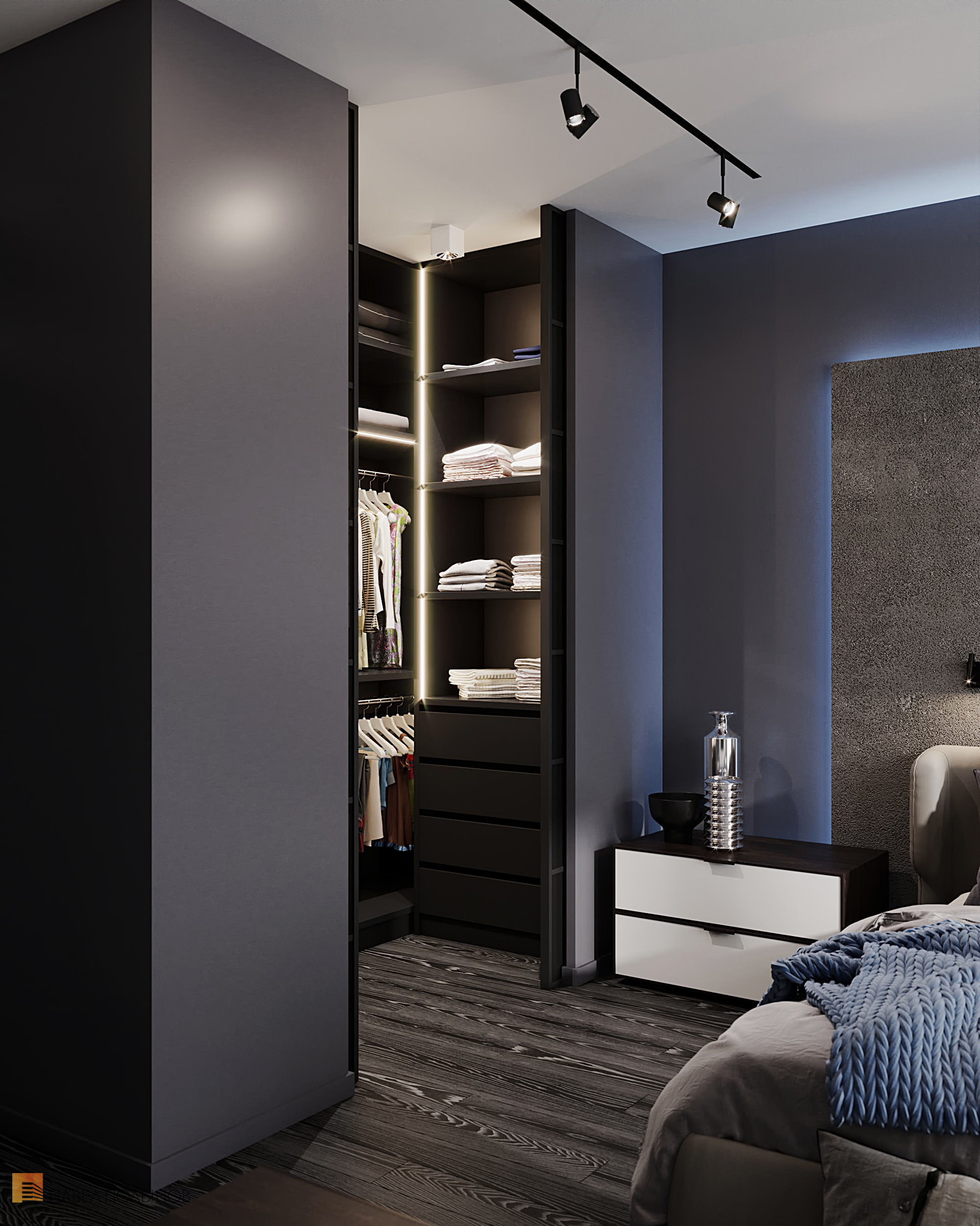 Фото дизайн спальни из проекта «Интерьер квартиры в современном стиле, ЖК «Остров», 90 кв.м.»