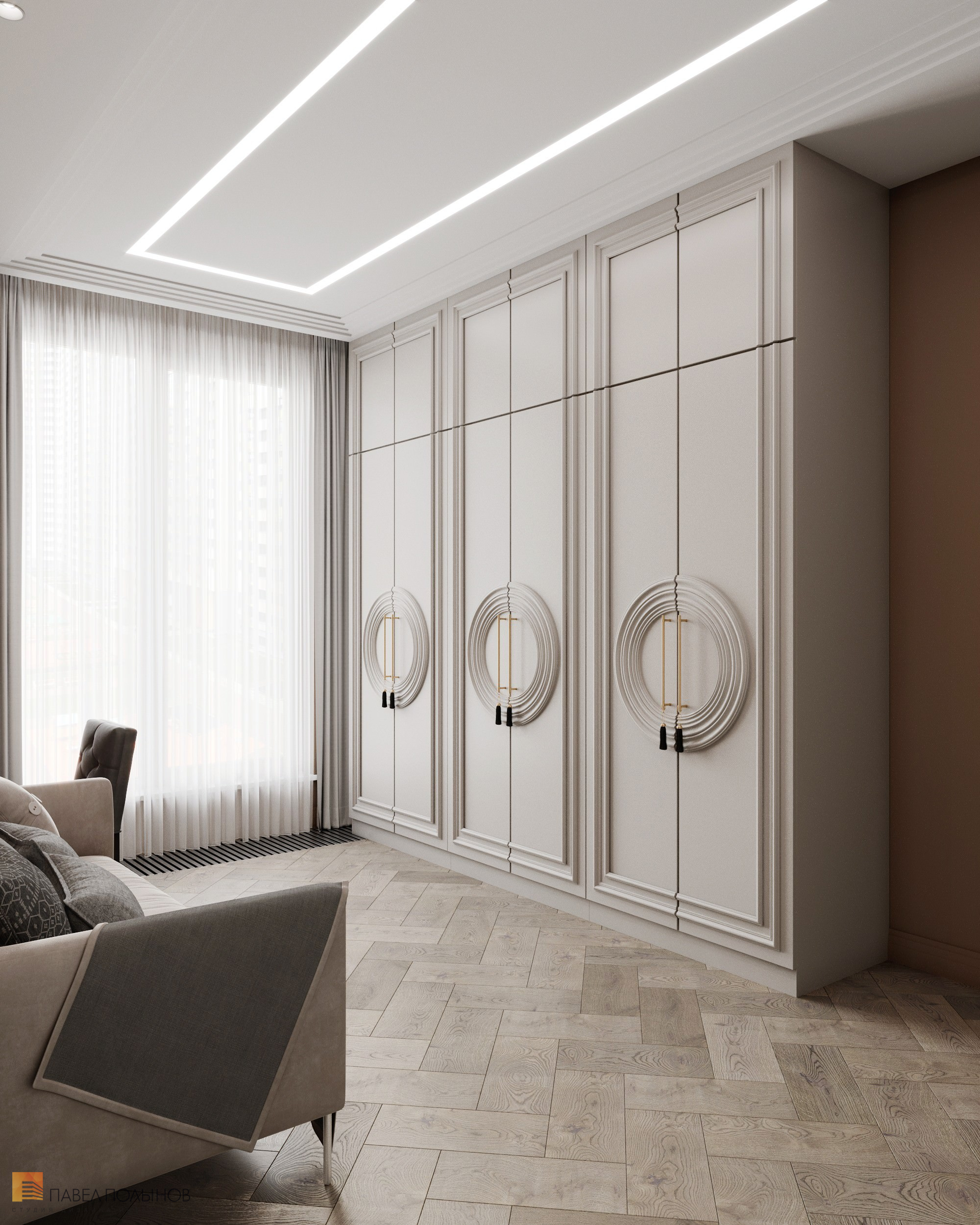 Фото дизайн гардеробной из проекта «Интерьер квартиры в современном стиле, 178 кв.м.»