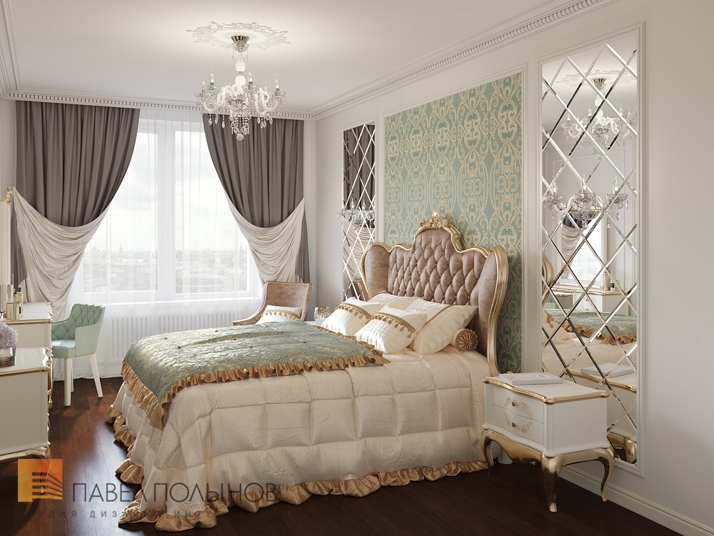 Фото спальня из проекта «Интерьер четырехкомнатной квартиры в классическом стиле, ЖК «Дом-Мегалит на Неве», 117 кв.м.»