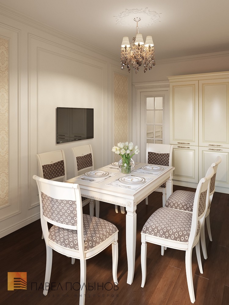 Фото дизайн кухни в классическом стиле из проекта «Интерьер четырехкомнатной квартиры в классическом стиле, ЖК «Дом-Мегалит на Неве», 117 кв.м.»