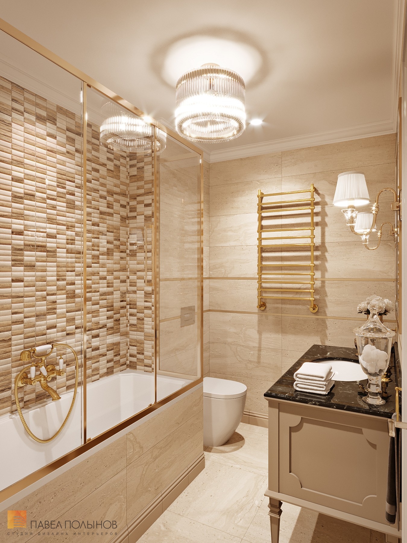 Фото ванная комната из проекта «Интерьер квартиры 140 кв.м. в стиле неоклассики»