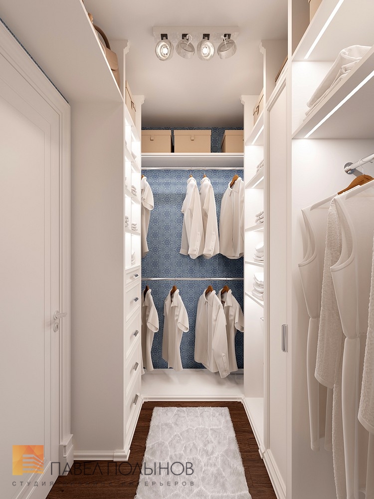 Фото гардеробная комната из проекта «Дизайн 4-комнатной квартиры 162 кв.м. в ЖК «Платинум», стиль неоклассика»