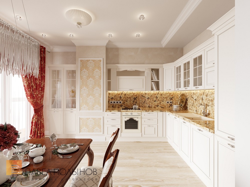 Фото интерьер кухни из проекта «Дизайн интерьера четырехкомнатной квартиры в классическом стиле, ЖК «Duderhof club», 163 кв.м.»