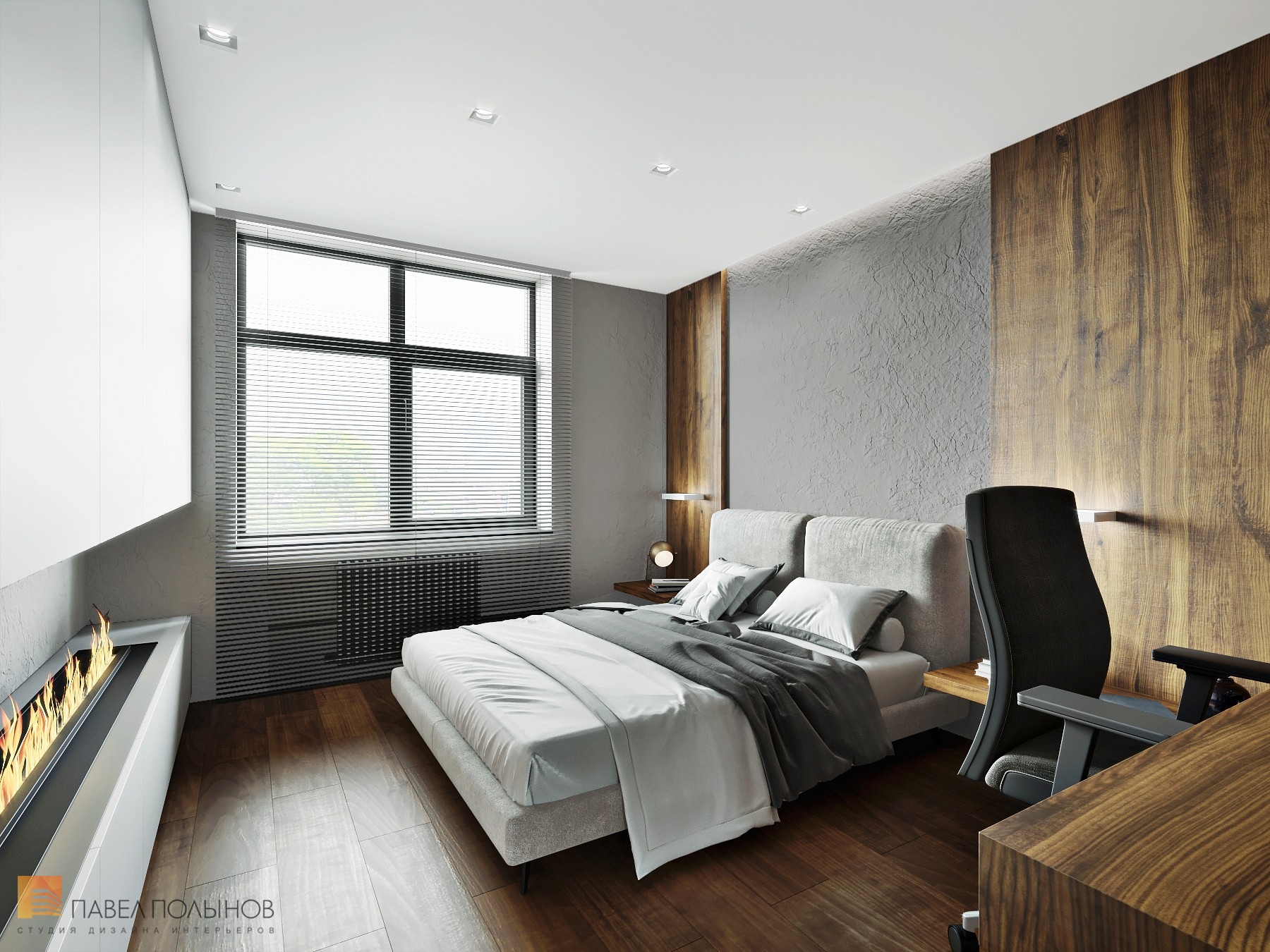 Фото спальня из проекта «Квартира в стиле минимализм в ЖК «Елагин Апарт», 40 кв.м.»