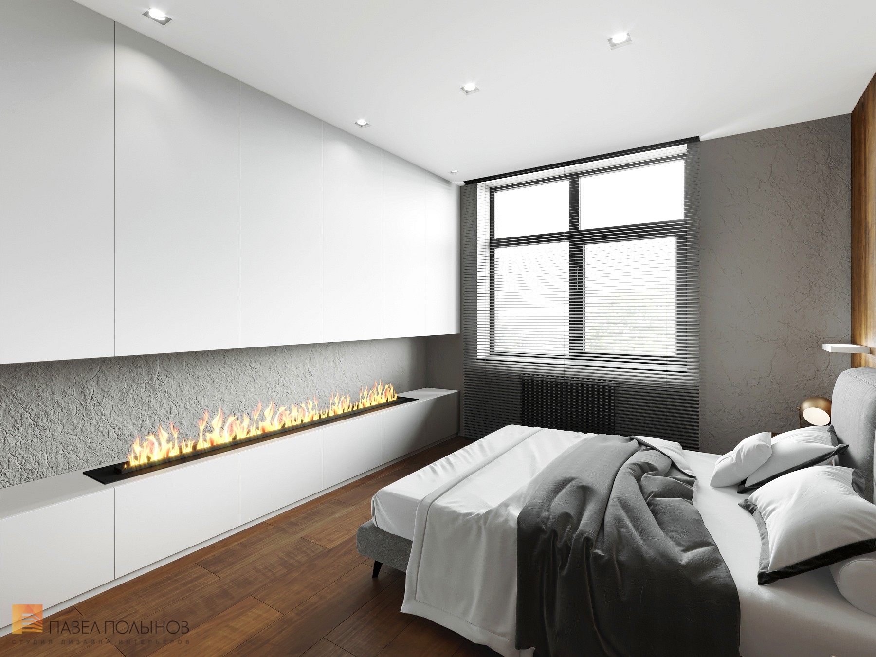 Фото дизайн интерьера спальни из проекта «Квартира в стиле минимализм в ЖК «Елагин Апарт», 40 кв.м.»