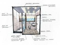 Эскиз интерьера ванной комнаты