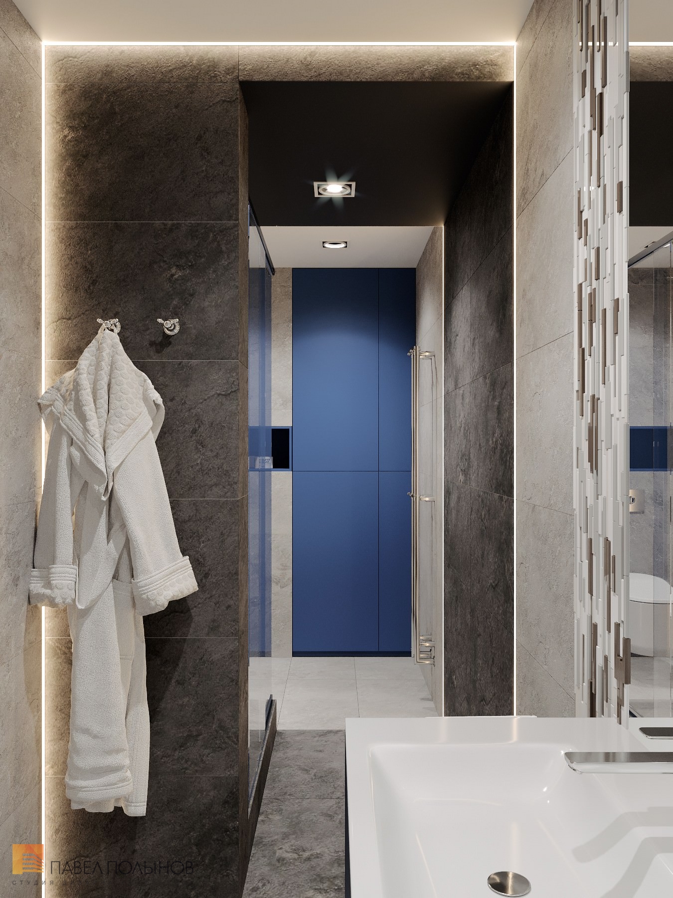 Фото интерьер ванной комнаты из проекта «Дизайн интерьер квартиры в ЖК «Кремлевские звезды», современный стиль, 133 кв.м.»