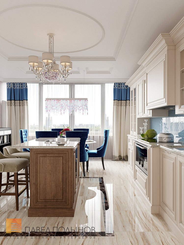 Фото кухня-столовая из проекта «Дизайн 4-комнатной квартиры 162 кв.м. в ЖК «Платинум», стиль неоклассика»