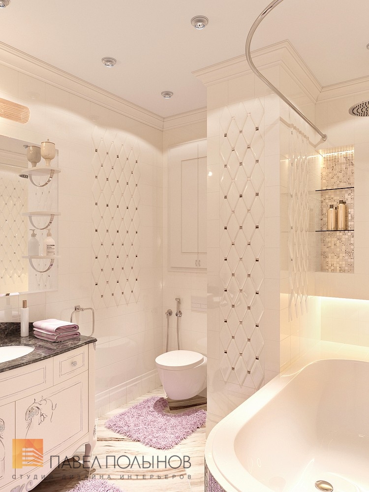 Фото интерьер ванной комнаты из проекта «Дизайн 4-комнатной квартиры 162 кв.м. в ЖК «Платинум», стиль неоклассика»