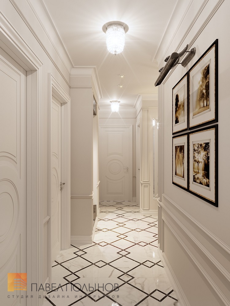 Фото интерьер коридора из проекта «Дизайн трехкомнатной квартиры 100 кв.м. в стиле неоклассики, ЖК «Смольный парк»»