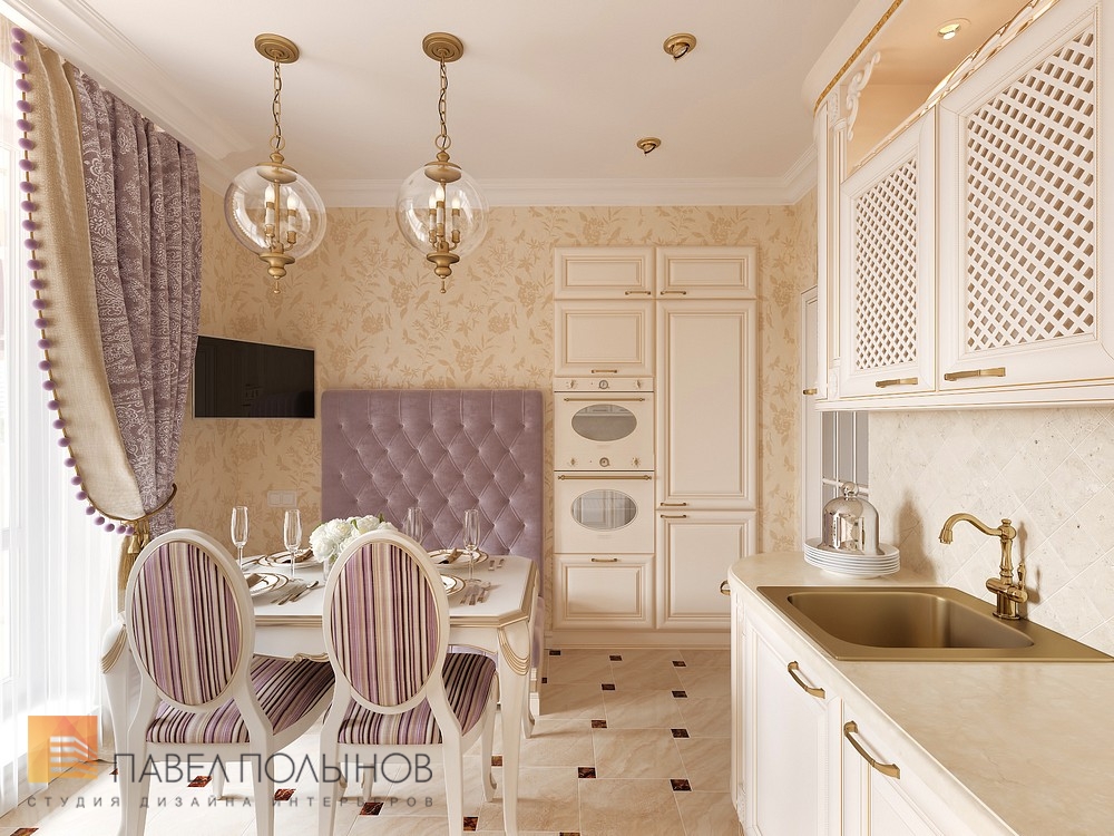 Фото кухня из проекта «Дизайн однокомнатной квартиры 48 кв.м. в классическом стиле, ЖК «Жемчужный фрегат» »