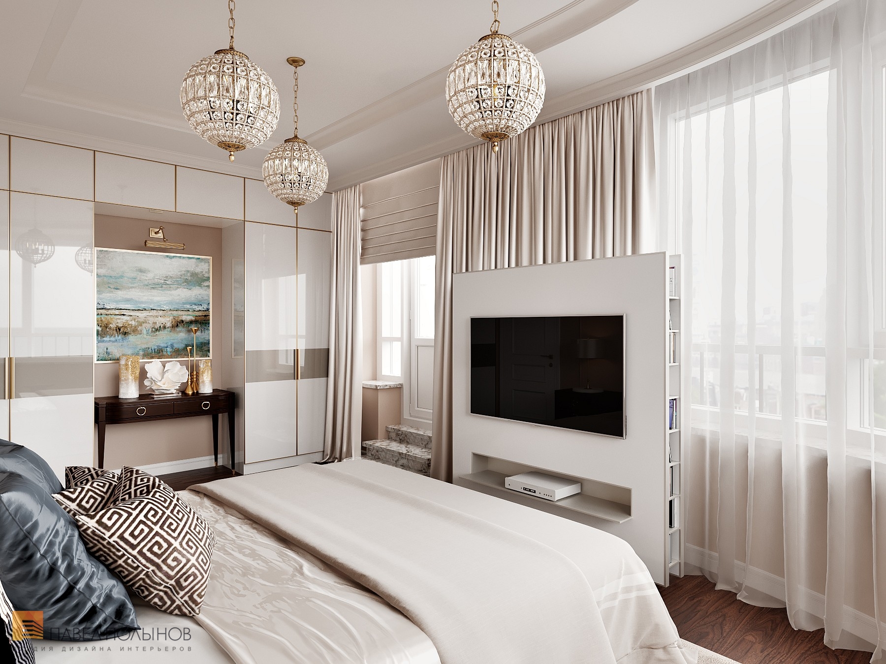 Фото дизайн интерьера спальни из проекта «Интерьер квартиры 200 кв.м. в стиле Ар-деко, ЖК «Граф Орлов»»