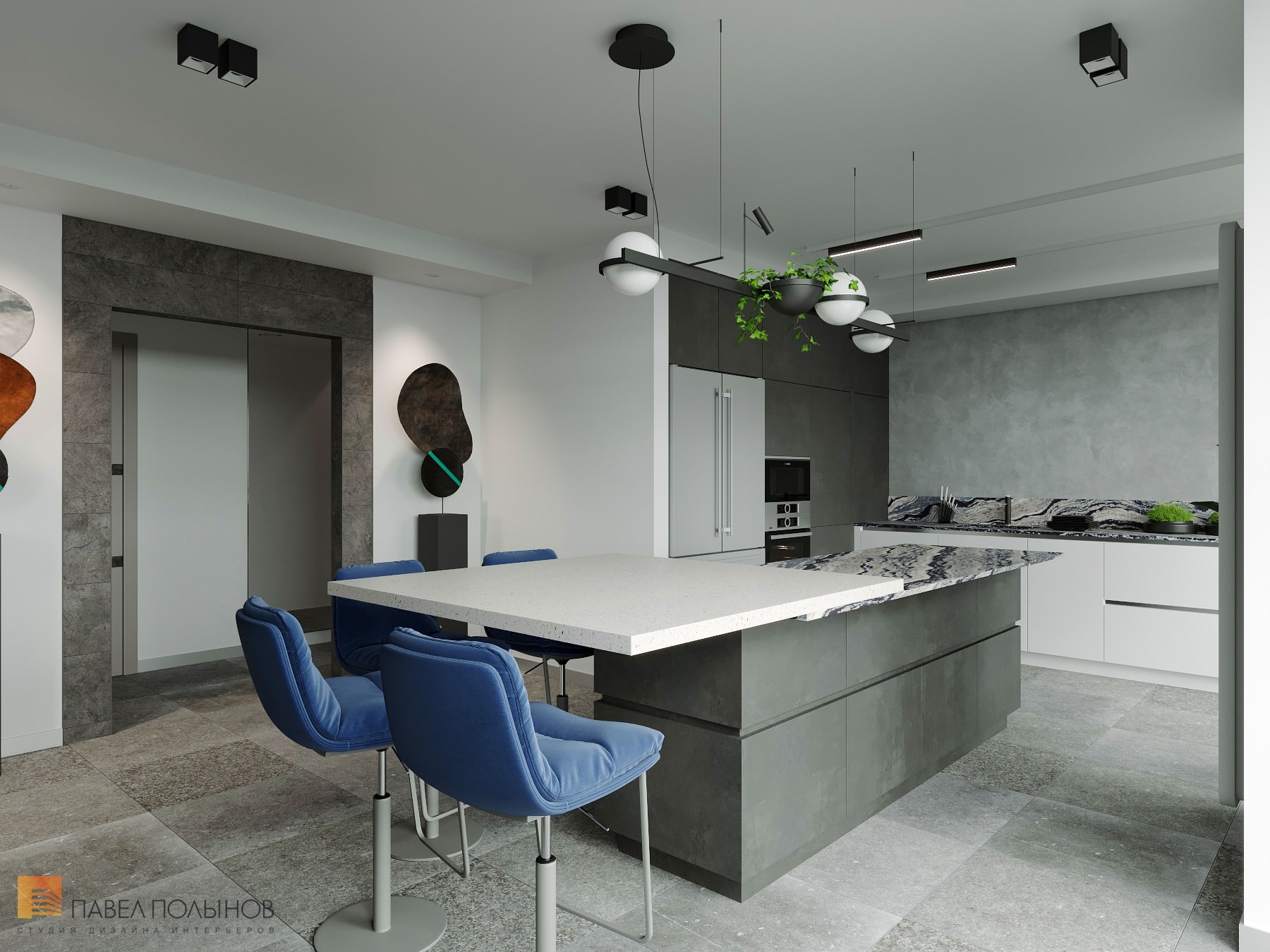 Фото дизайн интерьера кухни из проекта «Дизайн интерьер квартиры в ЖК «Кремлевские звезды», современный стиль, 133 кв.м.»