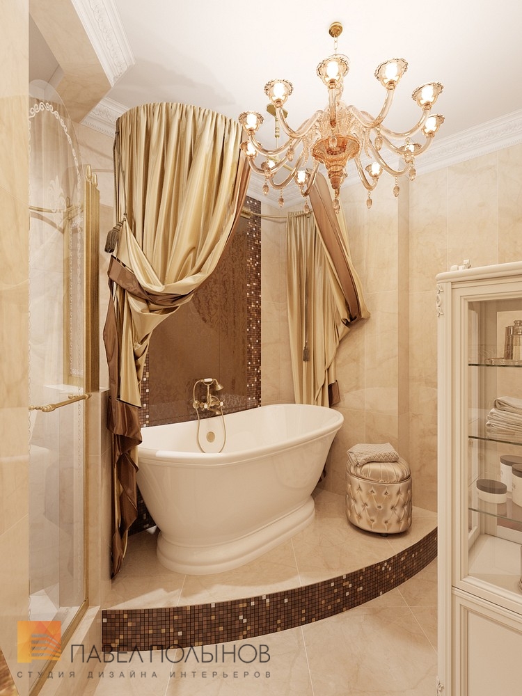 Фото дизайн интерьера ванной комнаты из проекта «Интерьер двухкомнатной квартиры в классическом стиле, ЖК «Смольный Парк», 76 кв.м.»