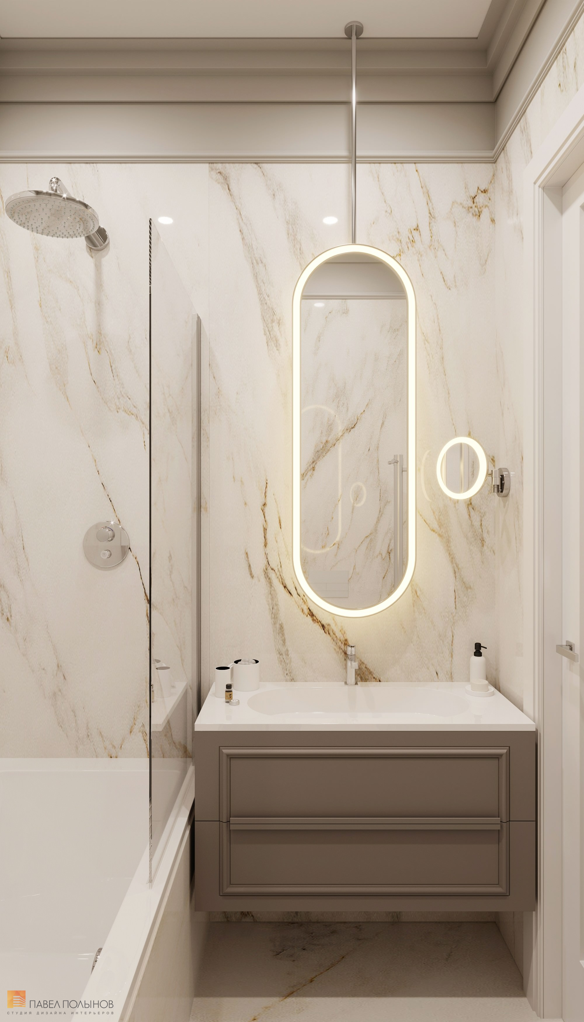 Фото дизайн ванной комнаты из проекта «Квартира в стиле неоклассики, ЖК «Алые Паруса», 124 кв.м.»