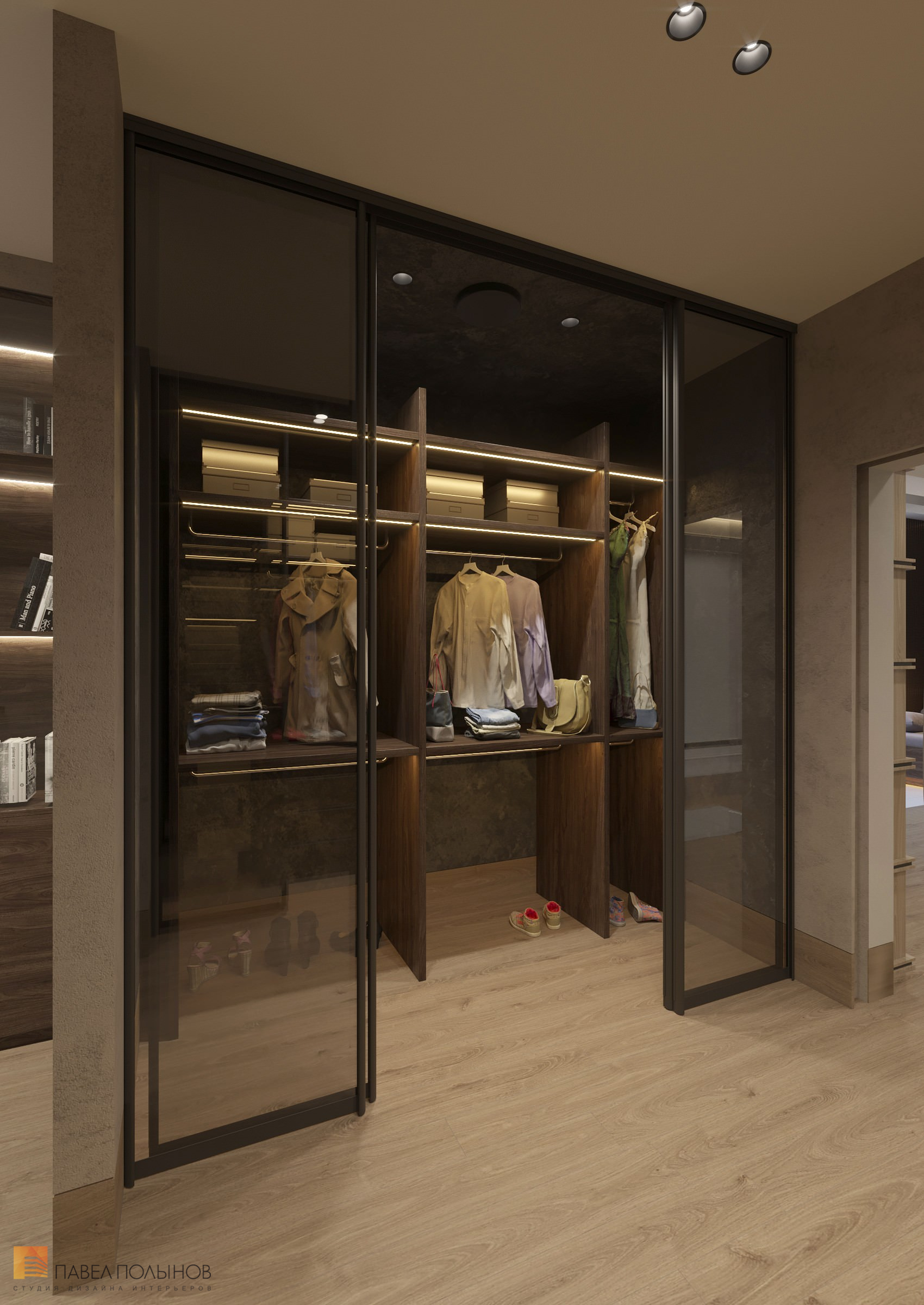 Фото гардеробная из проекта «Квартира в современном стиле с элементами классики, ЖК «Граф Орлов», 142 кв.м.»