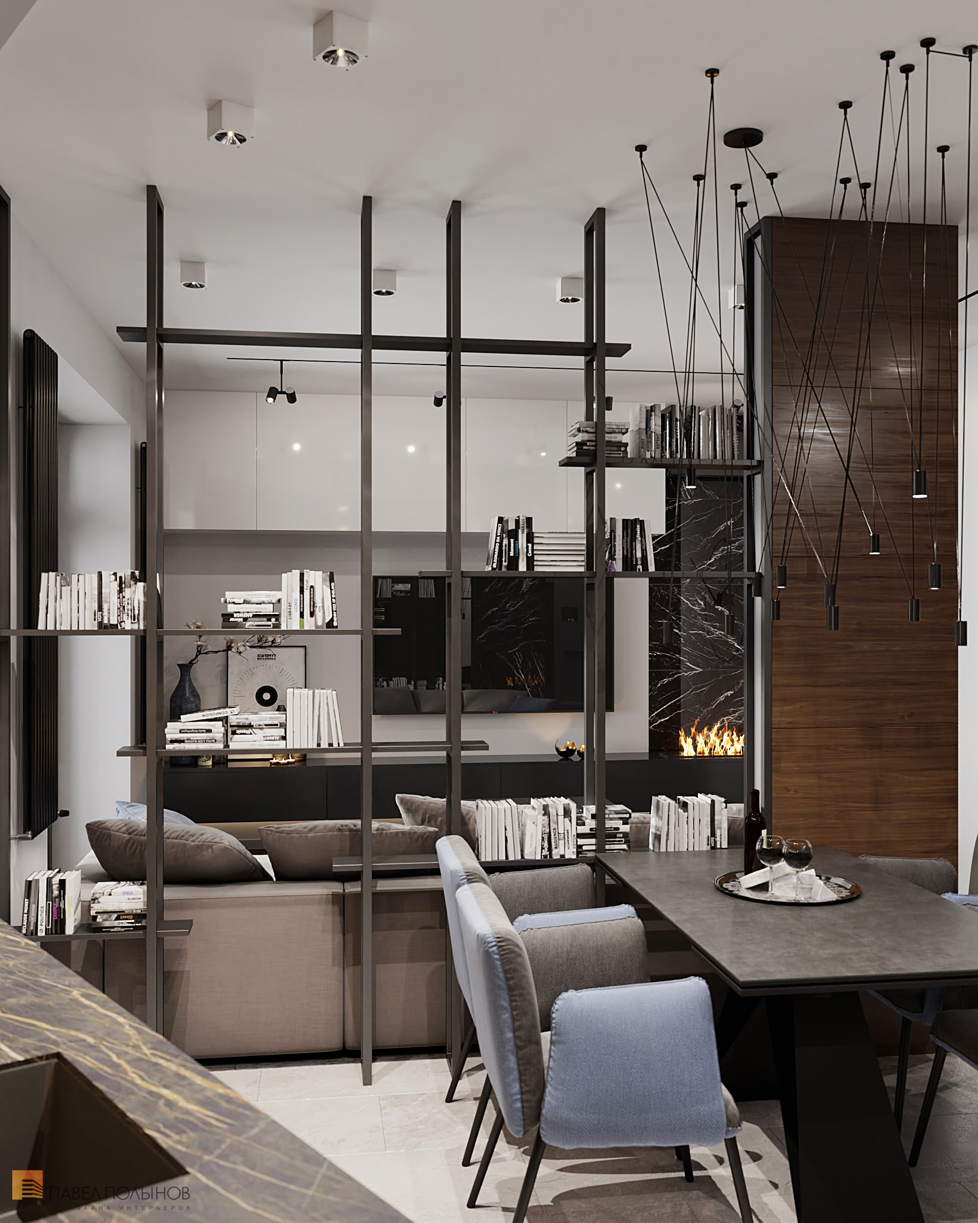 Фото дизайн интерьера кухни-гостиной из проекта «Интерьер квартиры в современном стиле, ЖК «Остров», 90 кв.м.»