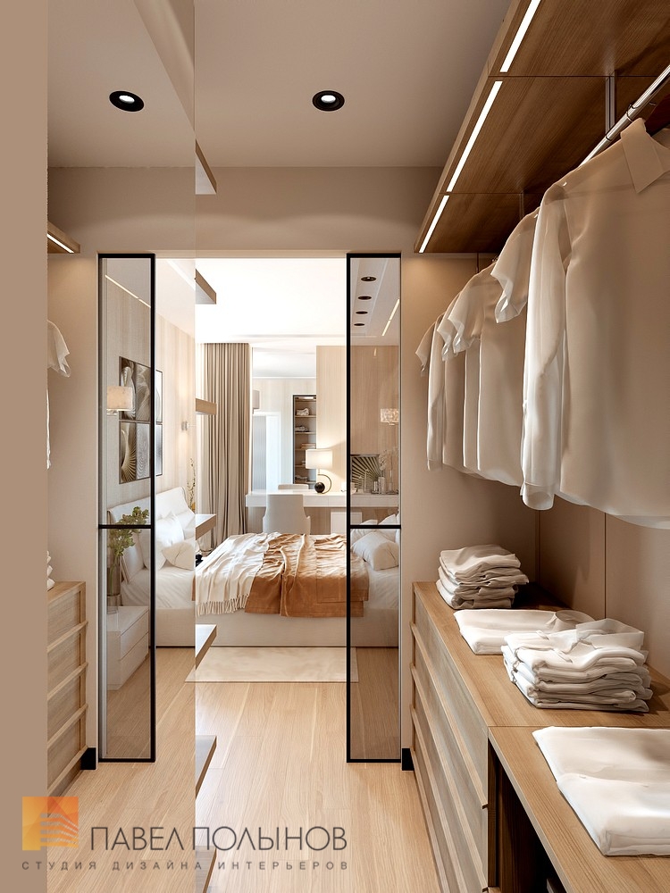 Фото дизайн гардеробной комнаты из проекта «Дизайн проект 1-комнатной квартиры 70 кв.м. в ЖК «Риверсайд», современный стиль»