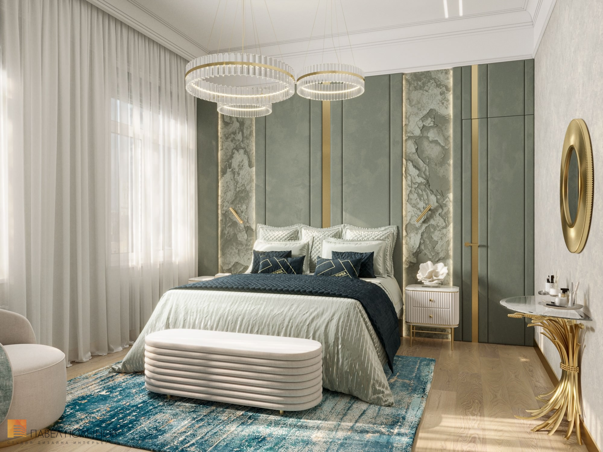 Фото дизайн спальни из проекта «Дизайн интерьера квартиры в стиле Ар-деко, 100 кв.м.»