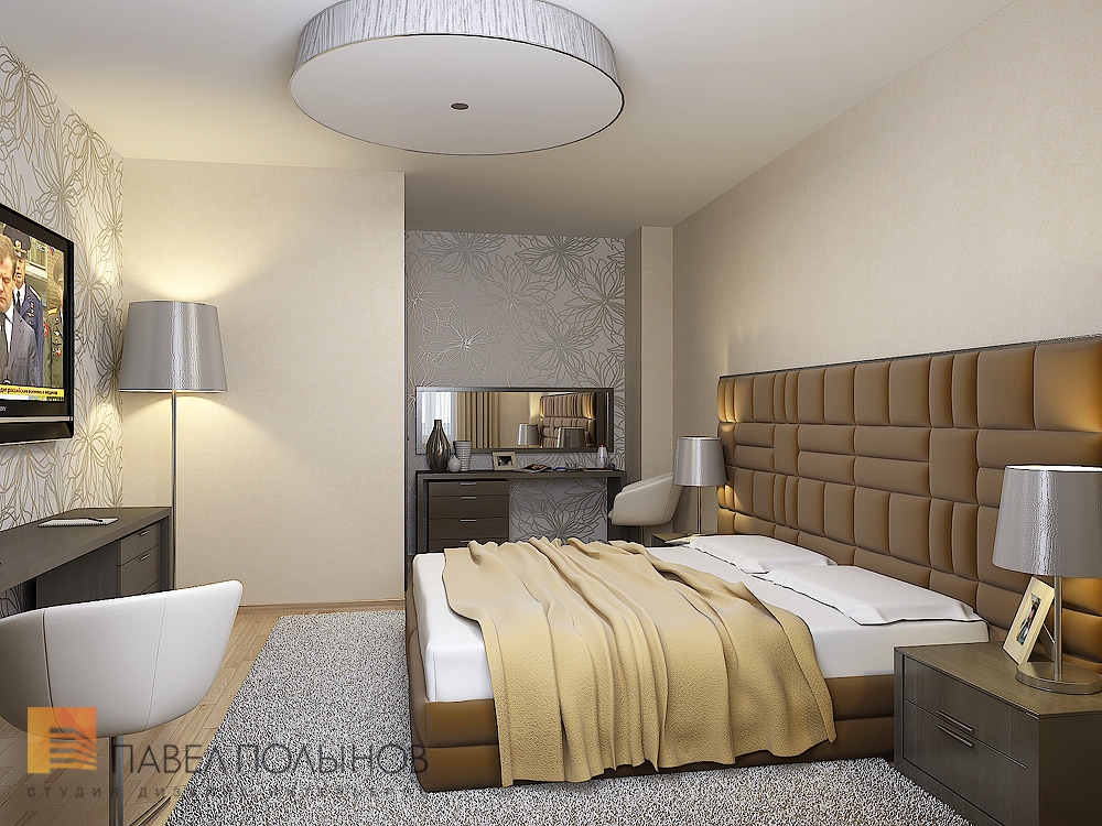 Фото дизайн спальни из проекта «Юбилейный квартал - дизайн интерьера квартиры 105 кв.м»