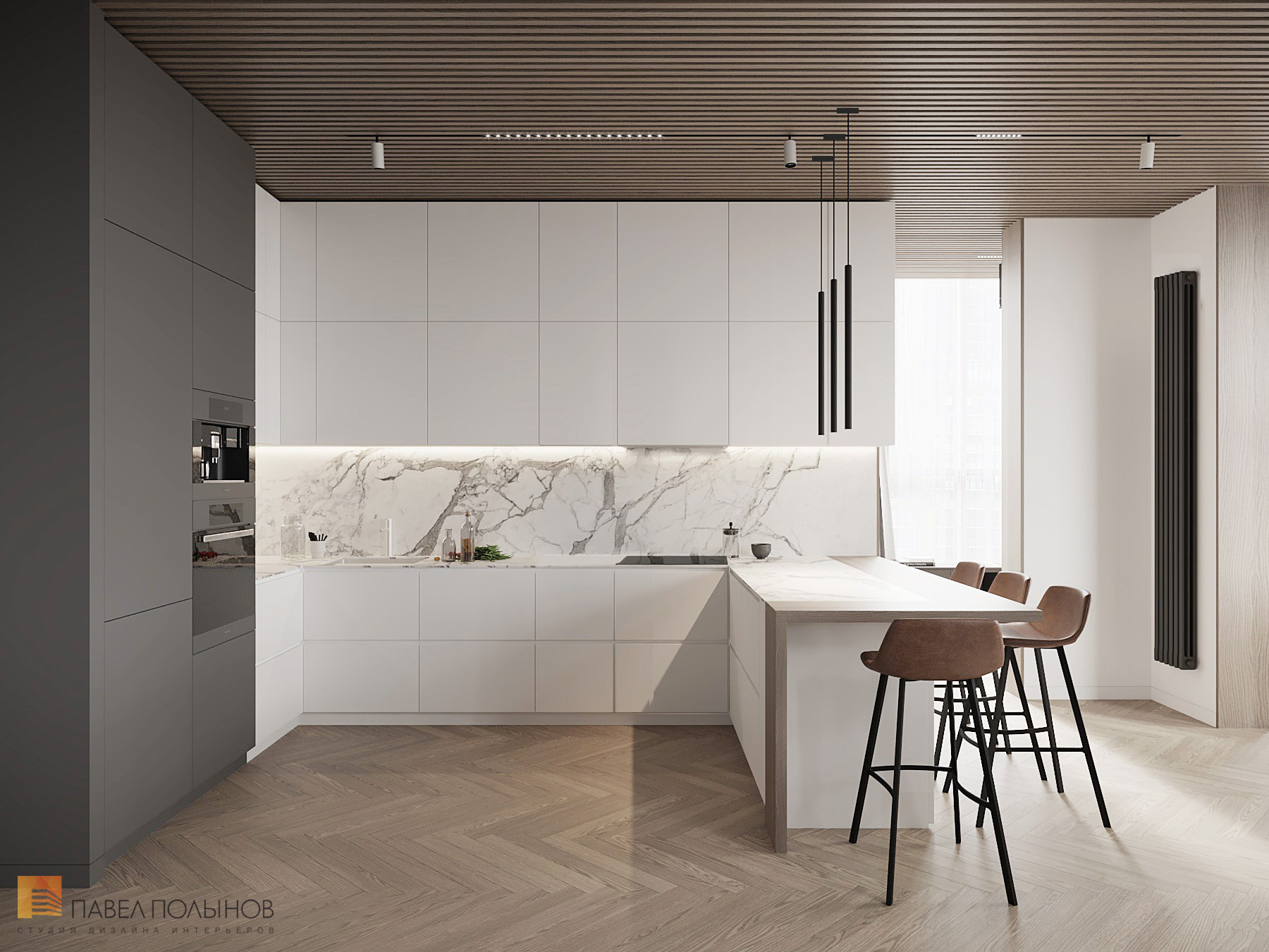 Фото кухня из проекта «Просторная квартира в современном стиле, ЖК «Duderhof Club», 146 кв.м.»