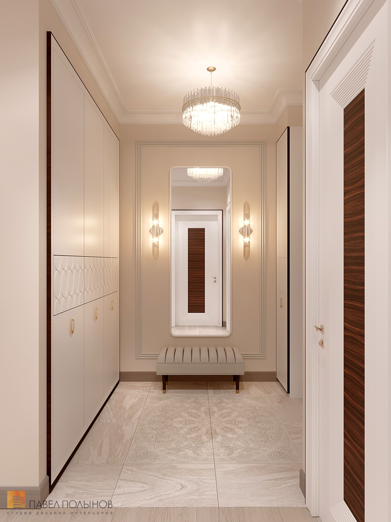Фото дизайн холла из проекта «Интерьер квартиры в стиле неоклассики с элементами ар-деко, ЖК «Rich Art Club», 75 кв.м.»