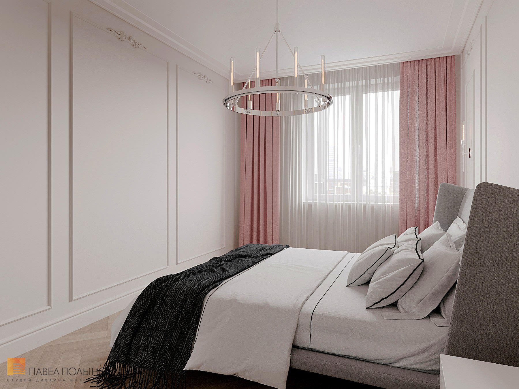 Фото интерьер спальни из проекта «Квартира в стиле неоклассики, ЖК «Skandi Klubb», 76 кв.м.»