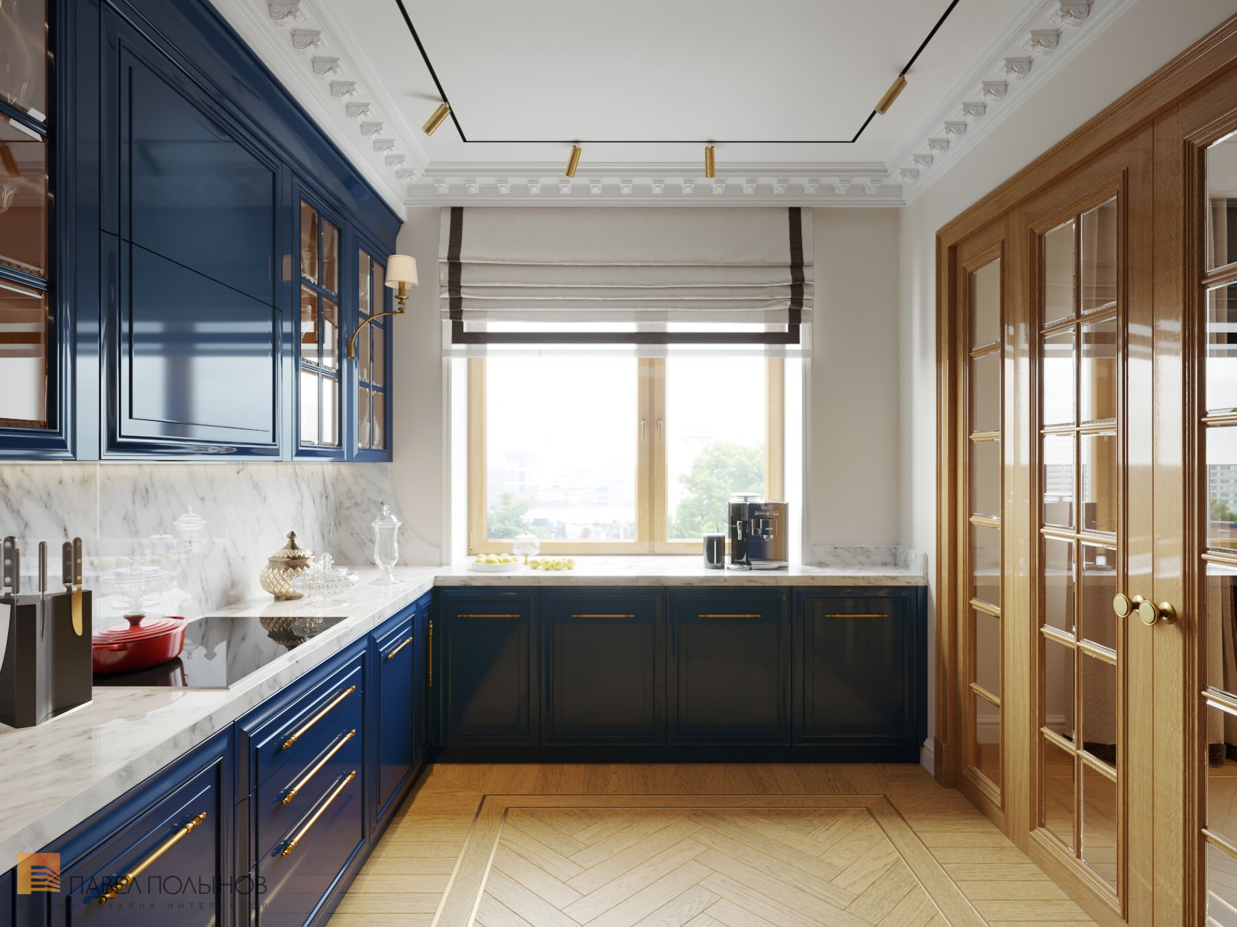 Фото дизайн интерьера кухни из проекта «Интерьер квартиры в стиле английской классики, ЖК «Патриот», 124 кв.м.»