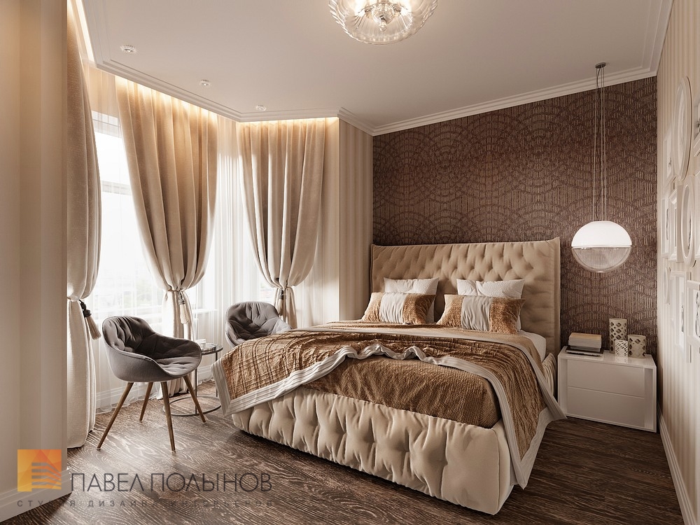 Фото спальня из проекта «Дизайн квартиры 70 кв.м. в современном стиле, ЖК «Новомосковский»»