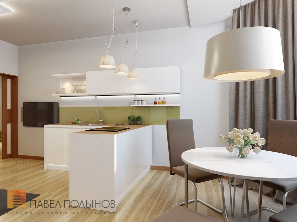 Фото кухня-гостиная из проекта «Интерьер двухкомнатной квартиры в Московской области, 80 кв.м.»