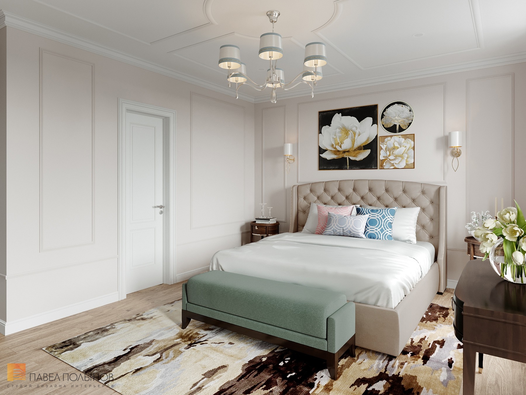 Фото дизайн спальни из проекта «Интерьер квартиры 140 кв.м. в стиле неоклассики»