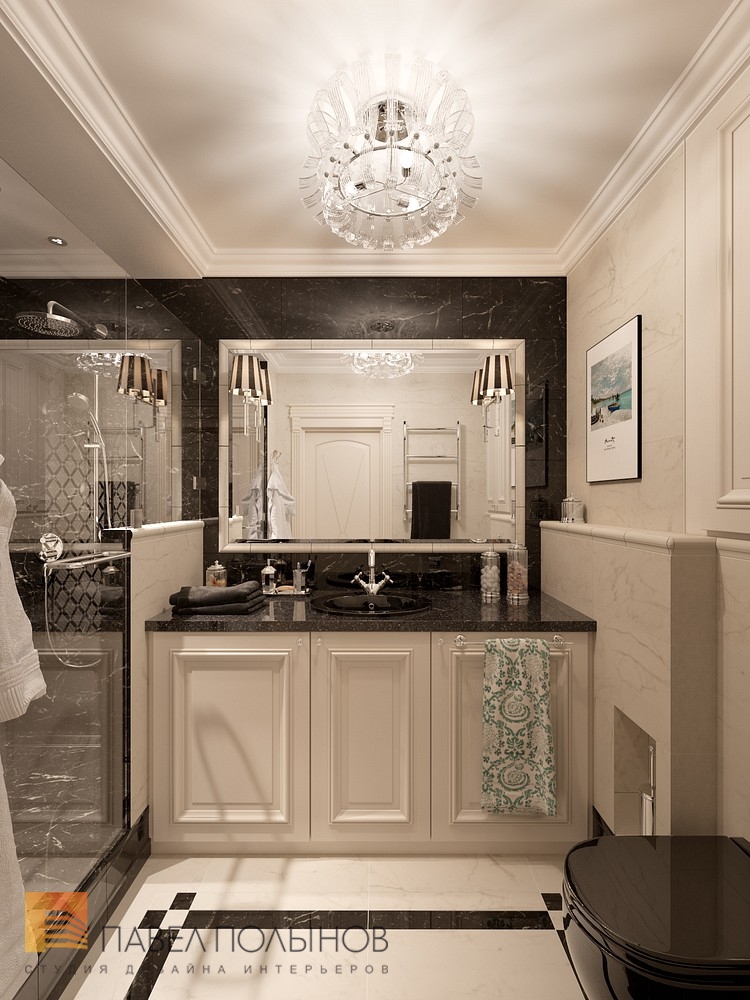 Фото ванная комната с душевой кабиной из проекта «Интерьер квартиры в классическом стиле, ЖК «Новомосковский», 60 кв.м.»