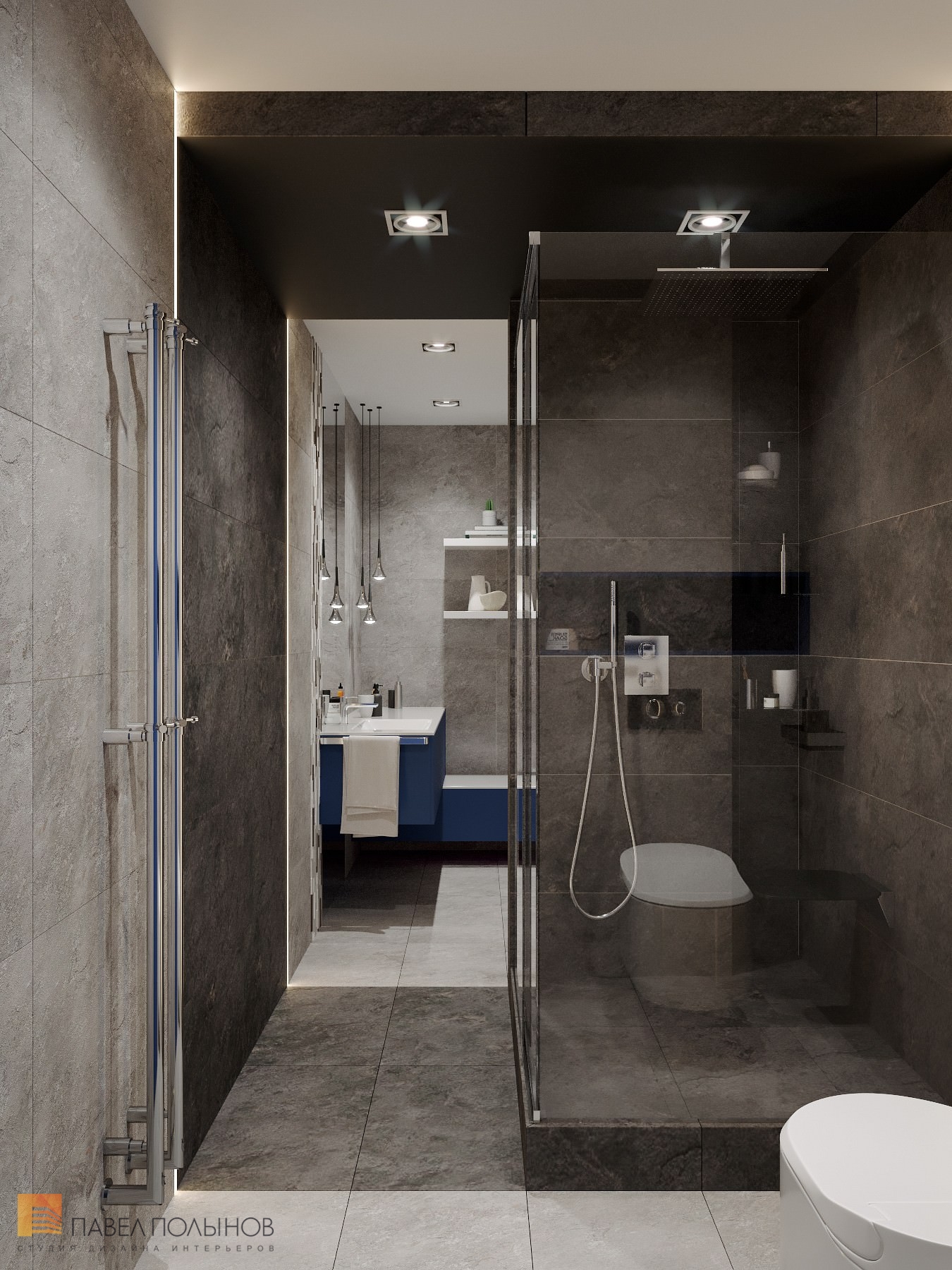 Фото дизайн интерьера ванной комнаты из проекта «Дизайн интерьер квартиры в ЖК «Кремлевские звезды», современный стиль, 133 кв.м.»